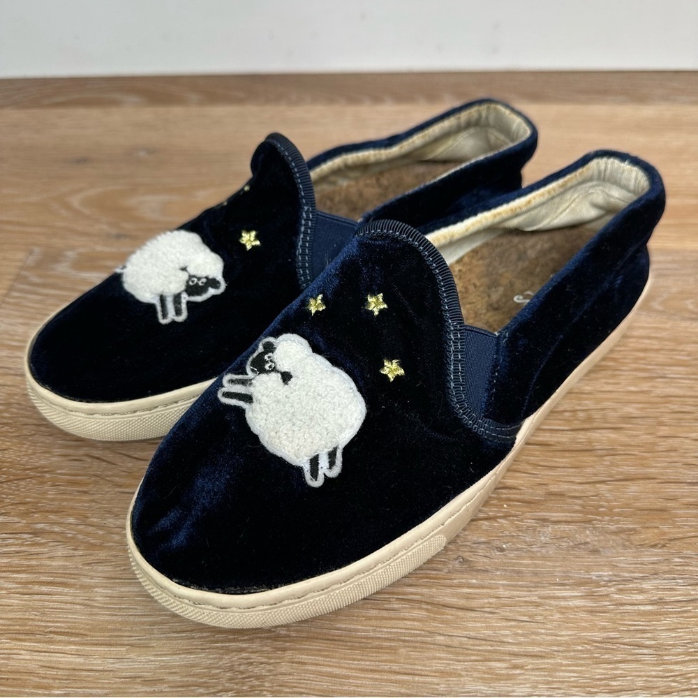 Soludos Midnight Blue Sheep Velvet Sneakers, Size 5.5